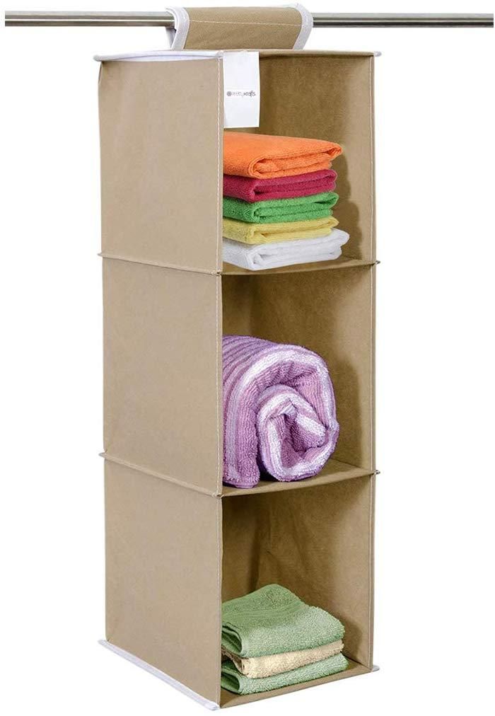 Cloth Organizer - Hanging 3 Shelves Wardrobe Organizer